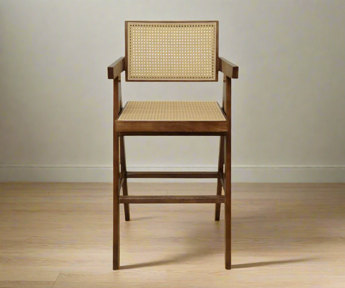 Rattan Bar Chair-Dark Walnut Color MZ-9